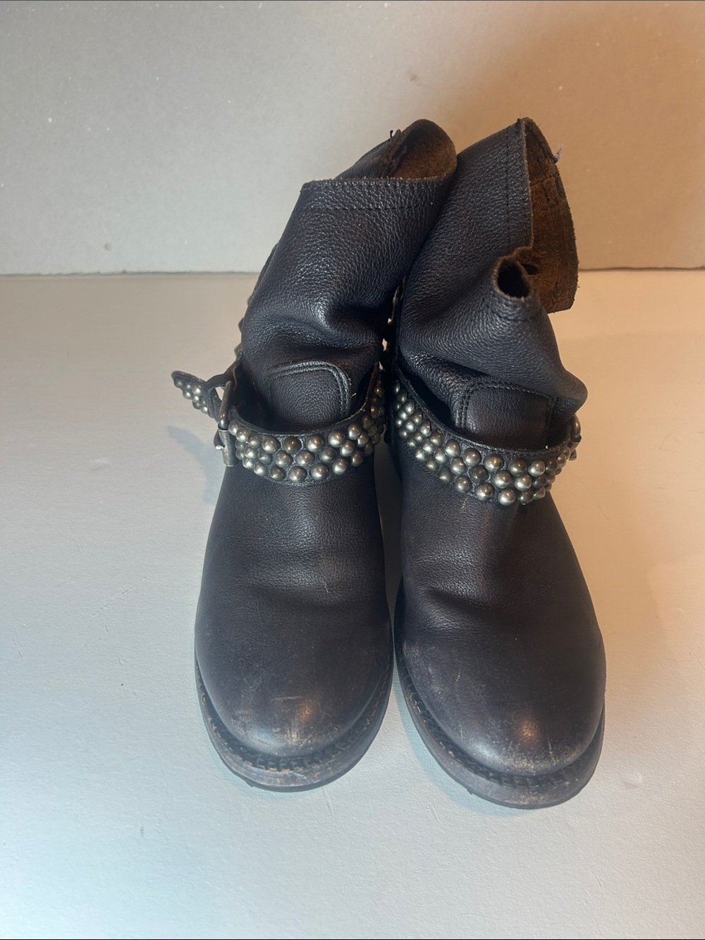 Ash Black Studded Moto Ankle Boots